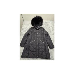 Guess Parka Womens Black XL Hooded Full Zip/Snap 22KMP504 Polyester